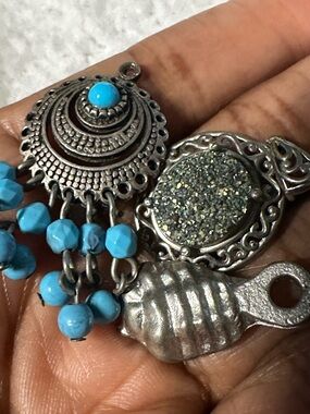 Collection of 3 vintage handmade silver/Turquoise pendants